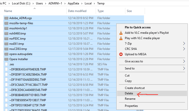 Delete Temporary Files Not Enough Memory Resources are Available to Process this Command