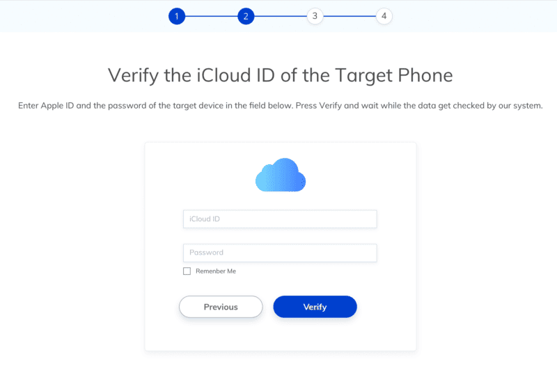 Enter your child’s iPhone iCloud ID and password for verification then wait for configuration