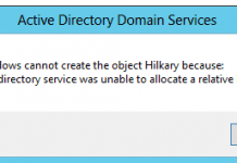 The Directory Service Was Unable To Allocate a Relative Identifier