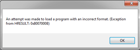 An Attempt Was Made to Load a Program with an Incorrect Format
