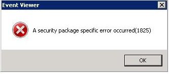 A Security Package Specific Error Occurred 1825