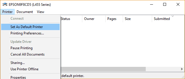 set as default printer