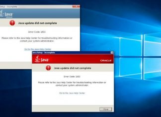 Java Update Error 1603