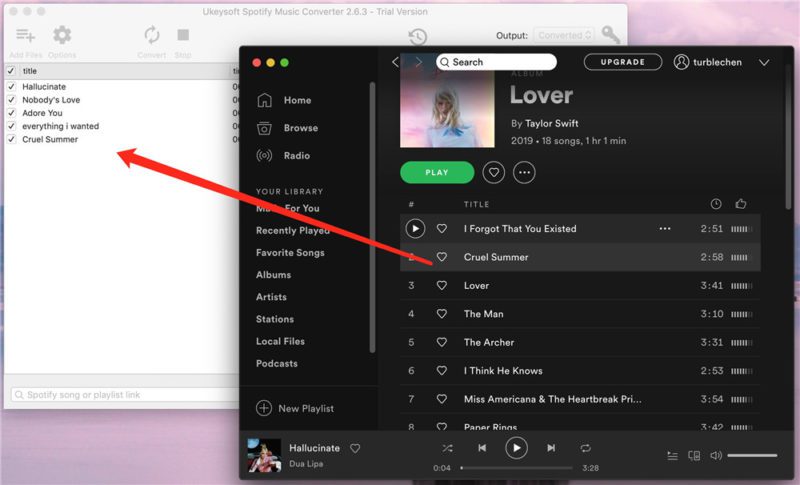 Just drag and drop the songs or playlist from Spotify app to the converter