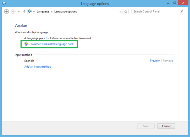 Windows language package