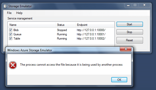 The Process Cannot Access the File Because it is Being Used by Another Process