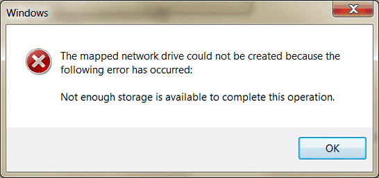 Not Enough Storage Is Available To Complete This Operation