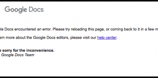 Google Docs Encountered an Error
