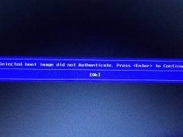 Selected Boot Image did not Authenticate