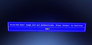 Selected Boot Image did not Authenticate