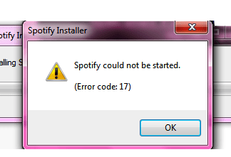 Spotify Error Code 17
