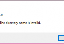 The Directory Name Is Invalid Error