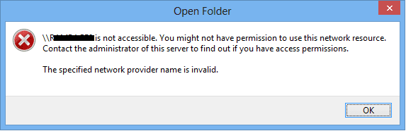 The specified network provider name is invalid