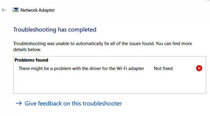 There Might be a Problem with the Driver for the Wifi Adapter