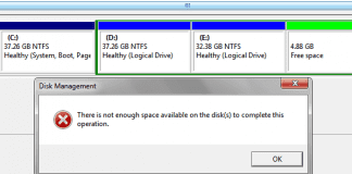 There is Not Enough Space on the Disk to Complete this Operation
