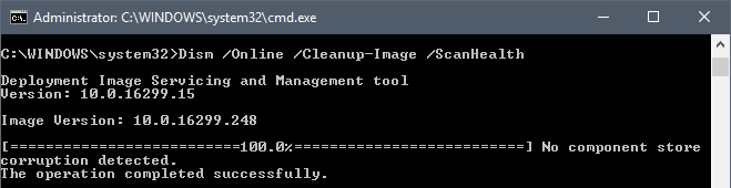 DISM.exe /Online /Cleanup-image /Scanhealth