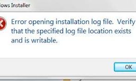 Error opening installation log file