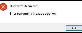 error message inpage operation
