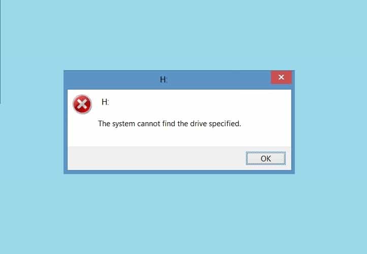 The System Cannot Find The Drive Specified