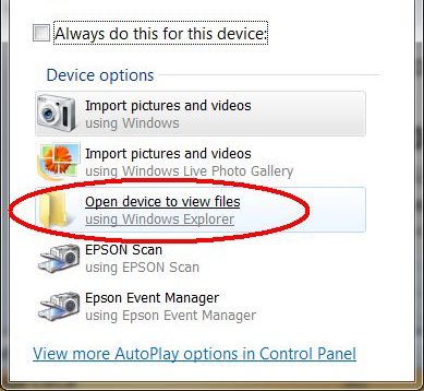 Open device to view files.