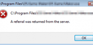 A Referral Was Returned From The Server Error