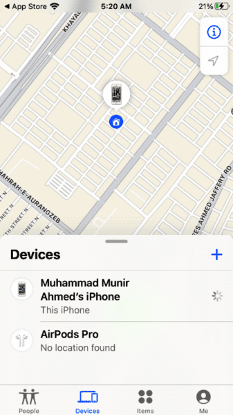 You will see your locked device on the map