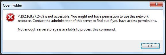 Not Enough Server Storage Is Available To Process This Command