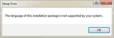 The Language of This Installation Package is Not Supported By Your System Error
