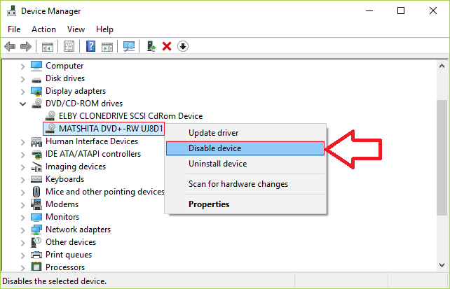 DISABLE DVD DRIVER