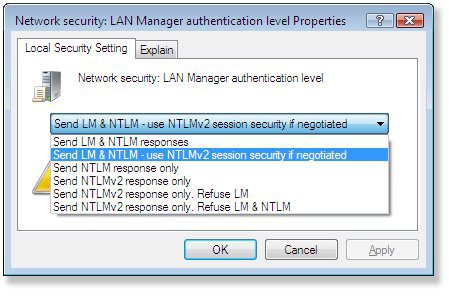Send LM & LTLM - use NTLMv2 session security if negotiated The Specified Network Password Is Not Correct