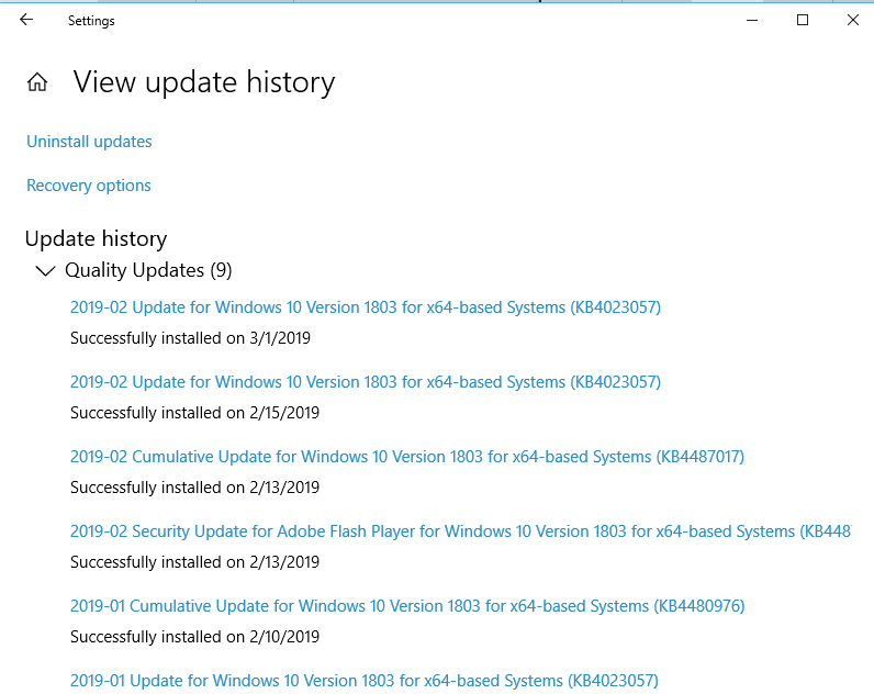 Windows 10 Black Screen after Login uninstall-recent-windows-updates