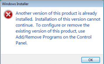Another Version of This Product Is Already Installed